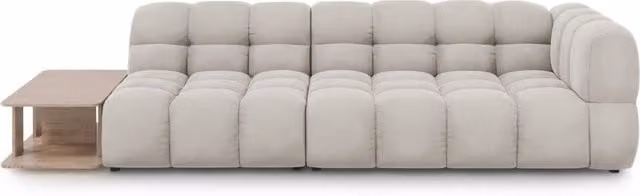Divano modulare Sky di Cosmopolitan Design, modello a L con 4 posti, rivestimento in velluto beige chiaro, L 297 cm x P 174 cm x H 85 cm – 1