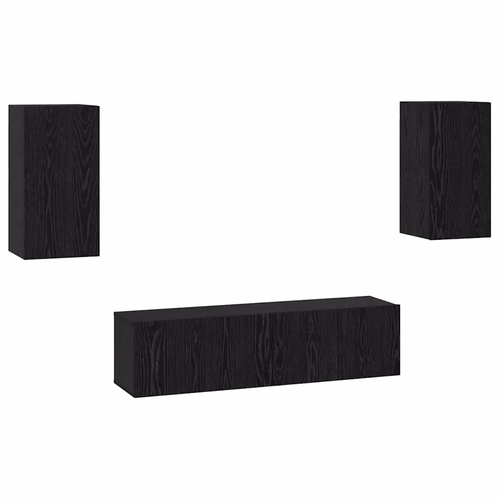 Set mobile TV moderno vidaXL da parete in rovere e nero con finitura opaca – 2