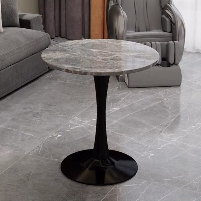 Tavolino da caffè rotondo MINIMAL in marmo grigio con diametro di 70 cm
