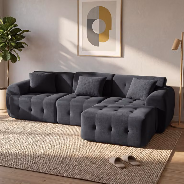 Divano ad angolo COMHOMA, 245 x 60 x 40 cm, divano modulare con funzione letto, divano letto, divano a L per soggiorno, imballato sottovuoto, combinabile in modo flessibile