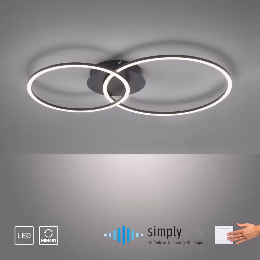 JUST LIGHT IVANKA Plafoniera LED bianco caldo 12W bianco/nero 14537-18