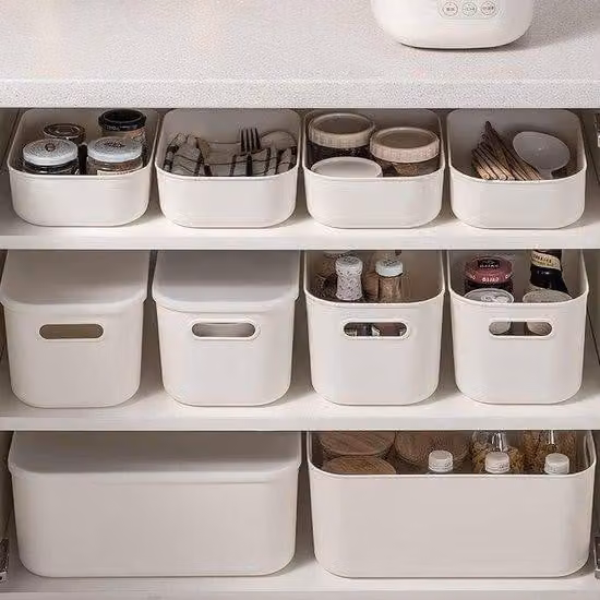 Set di 6 cassettiere in plastica, ciascuna con 4 cassetti, complete di maniglia, adatte per bagno, cucina o ufficio