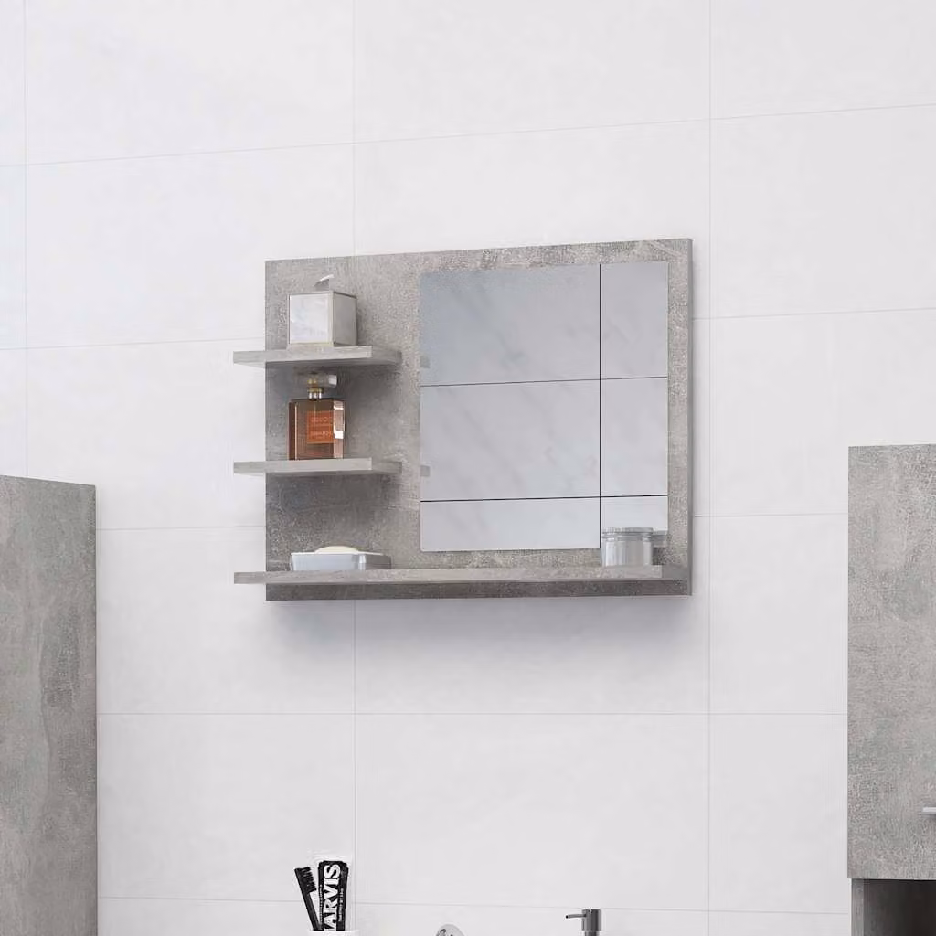Specchio da bagno moderno vidaXL Grigio Cemento L: 60 cm, P: 10,5 cm, H: 45 cm