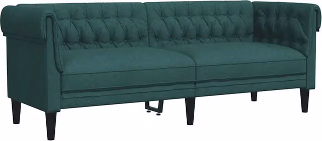 Divano | Divano da soggiorno | Sofa Chesterfield a 3 Posti Verde Scuro in Tessuto