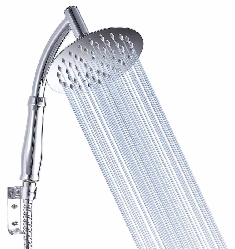 Doccia a soffitto con braccio per doccetta manuale, diametro 15 cm, acciaio inossidabile, finitura cromata