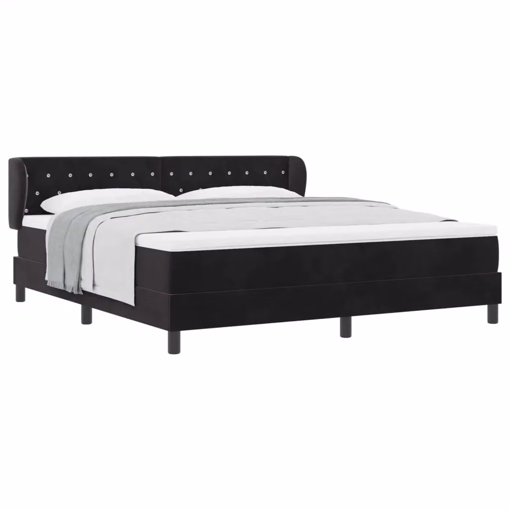 Letto a molle moderno vidaXL con testiera in velluto nero L/P: 180 x 200 cm – 2