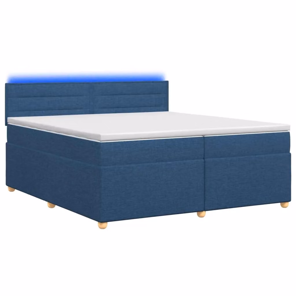 Letto box spring vidaXL con materasso a molle insacchettate e base contenitore, colore blu e bianco, L/P: 200 x 200 cm – 2