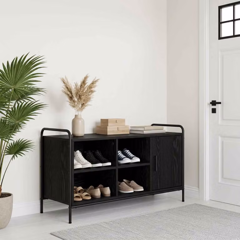 Mobile porta scarpe vidaXL moderno in legno e metallo nero L: 100 cm, P: 39,5 cm, H: 55,5 cm