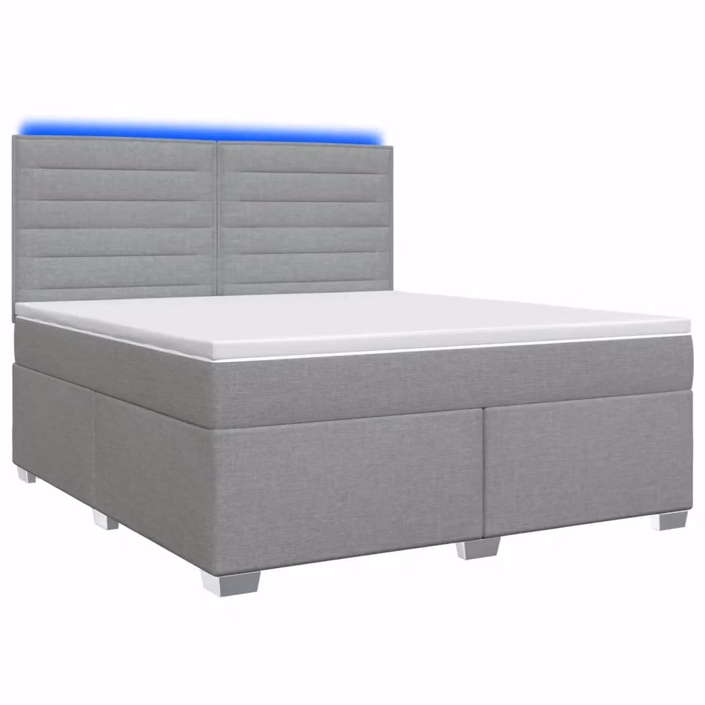 Letto box spring con materasso vidaXL in tessuto Grigio, con base a sollevamento, illuminazione sottostante e porta di ricarica USB, L/P: 140 x 190 cm – 2
