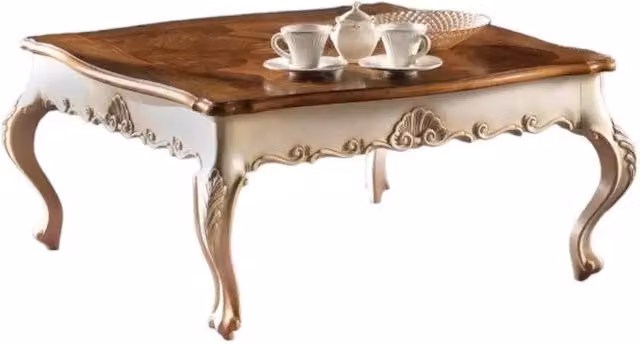 Tavolino quadrato in legno stile shabby chic con intarsio Mobili 2G L: 104 cm, P: 104 cm, H: 48 cm