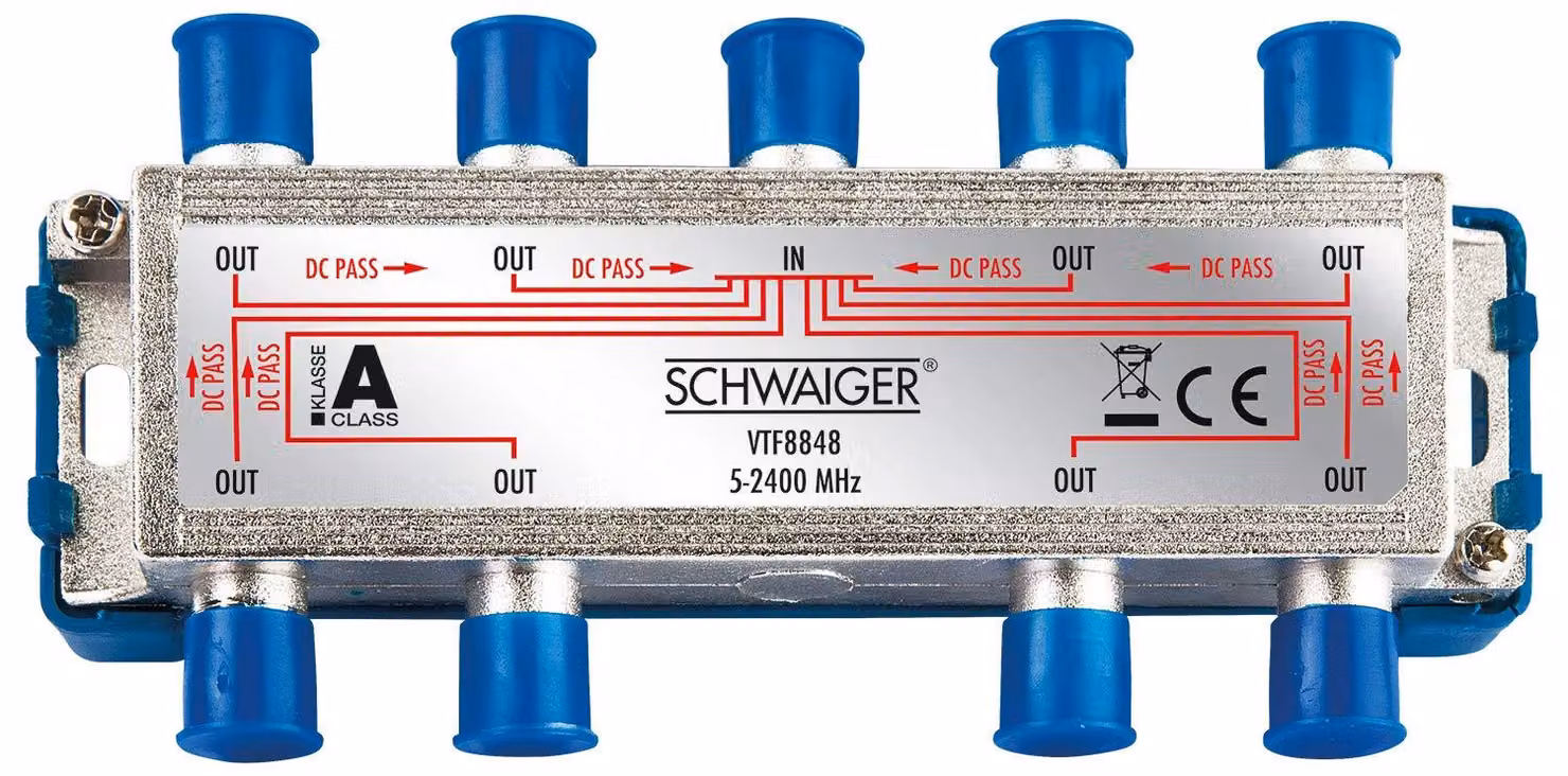 Schwaiger Breitband-Verteiler 8-fach 16db