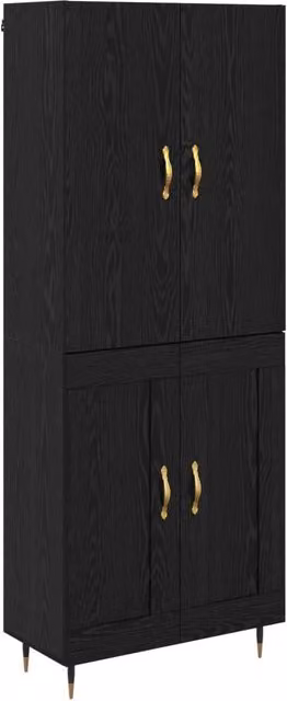 Credenza moderna Design In in rovere e nero con ante a battente per sala da pranzo L: 69,5 cm, P: 34 cm, H: 180 cm – 1