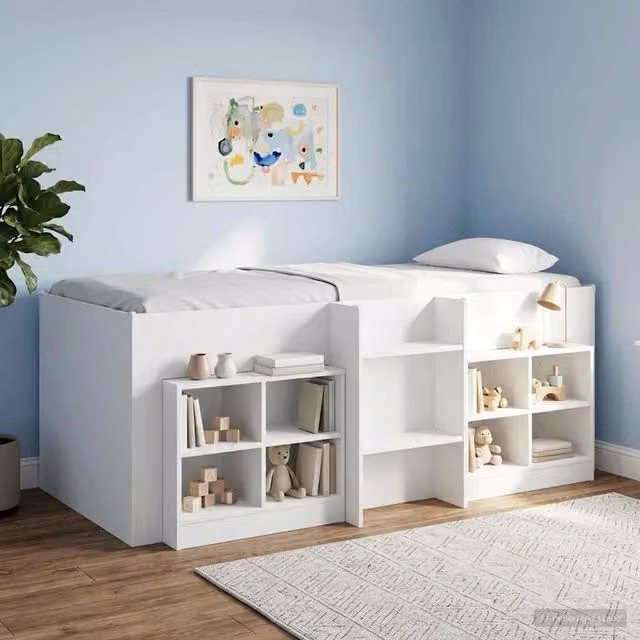 Letto Alto per Bambini Bianco 90 x 190 cm Legno ingegnerizzato 3422579