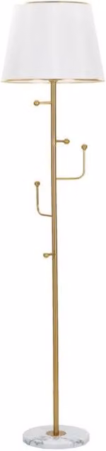 Lampada da terra Mauro Ferretti in metallo, marmo e tessuto, disponibile in oro/ottone o bianco, ø 41 cm x H 173 cm