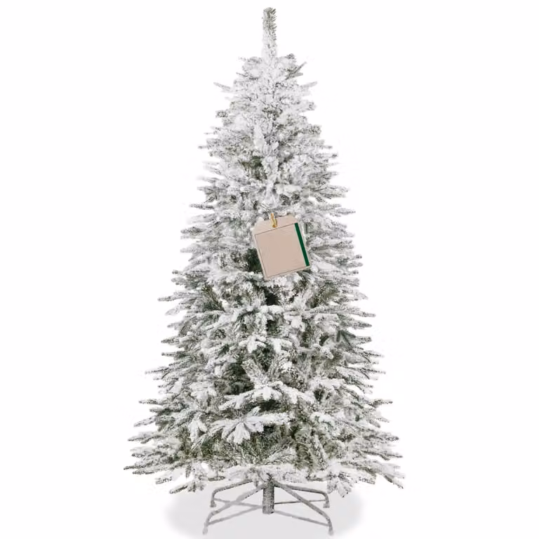 Albero di Natale Springos® Premium 220 cm, abete innevato come quello vero — 385 punte, robusto supporto in metallo, albero di Natale con effetto neve