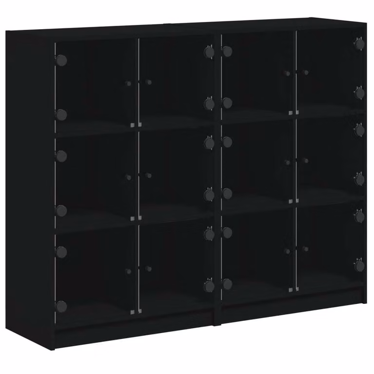 Libreria con Ante Nera 136x37x109 cm in Legno Multistrato