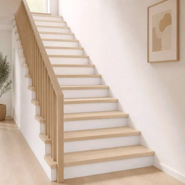 Set di 12 gradini per scale in legno effetto rovere bianco vidaXL L 120 cm x P 30 cm x H 2 cm