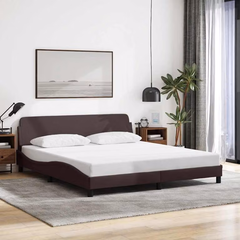 Giroletto Dover vidaXL in tessuto marrone scuro, L/P: 160 x 200 cm