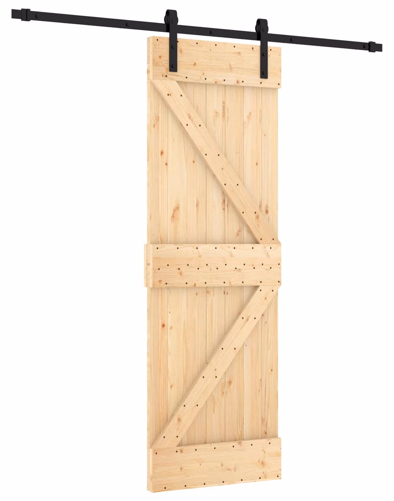 Porta scorrevole Naturale e Nero 70 x 210 cm