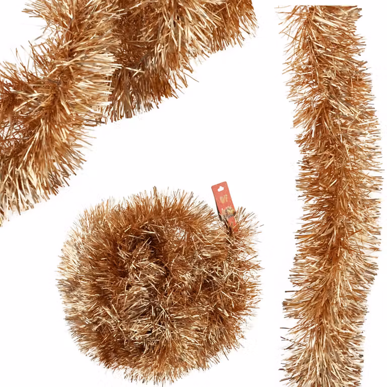 Ghirlanda natalizia metallizzata dorata per albero di Natale, 2 m di lunghezza