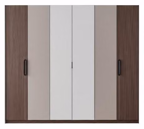 Armadio elegante, color beige, con sei ante e ampio spazio di stoccaggio