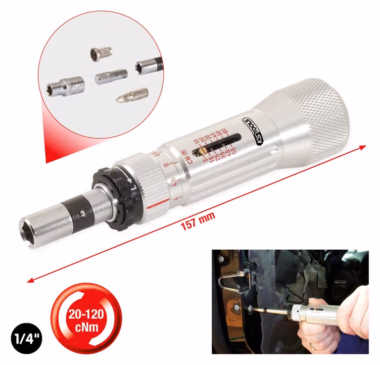 KS TOOLS Cacciavite dinamometrico ESD da 1/4" scala micrometrica 20-120cNm - 516.3225