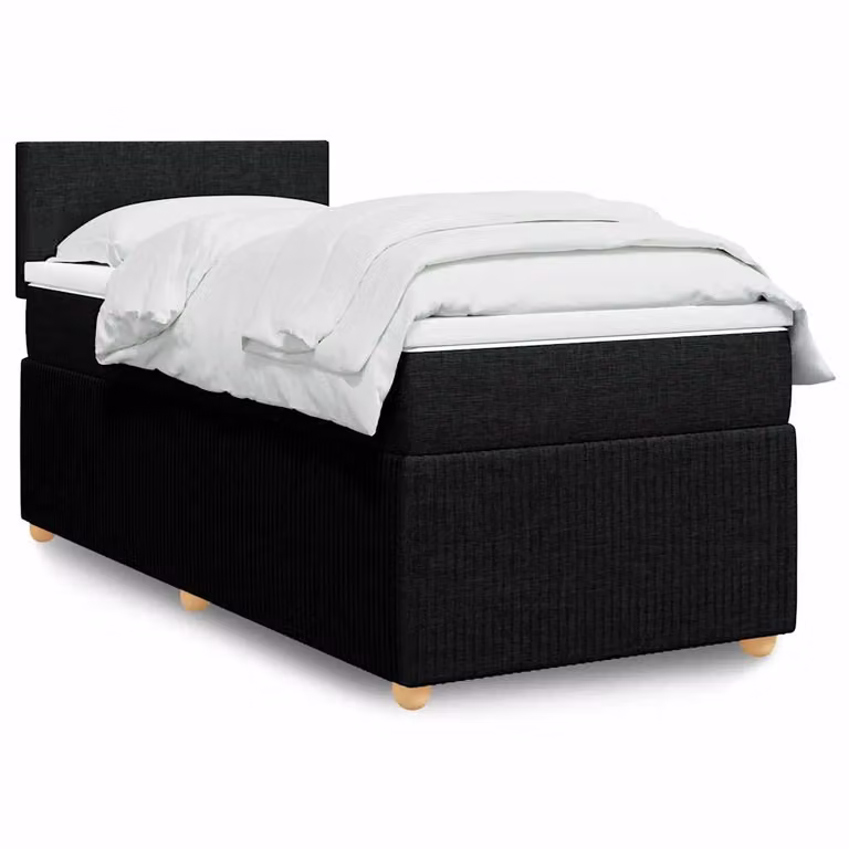 vidaXL Giroletto a Molle con Materasso Ibrido in Tessuto Nero L 80 x P 200 cm