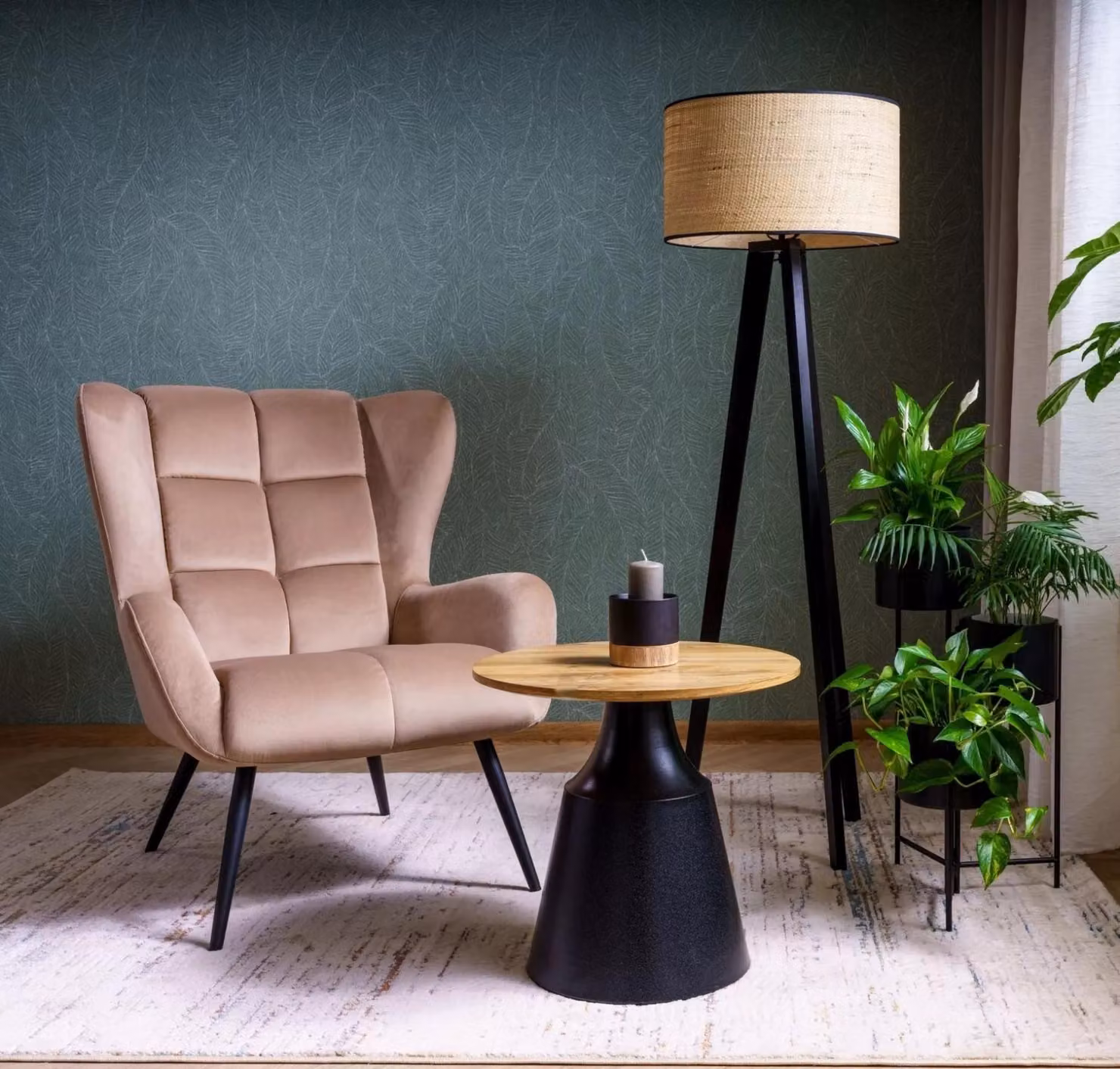 Set di tavolini da caffè EDVIN - rovere artigianale / nero