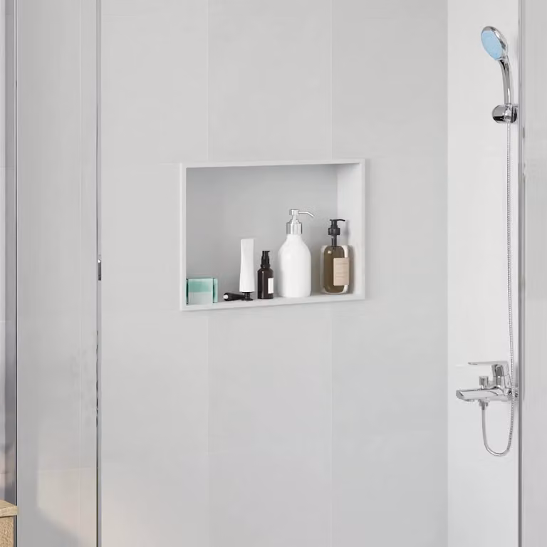 Nicchia per doccia incassata vidaXL in acciaio inox, Bianco, L: 45 cm, P: 30 cm, H: 9,5 cm