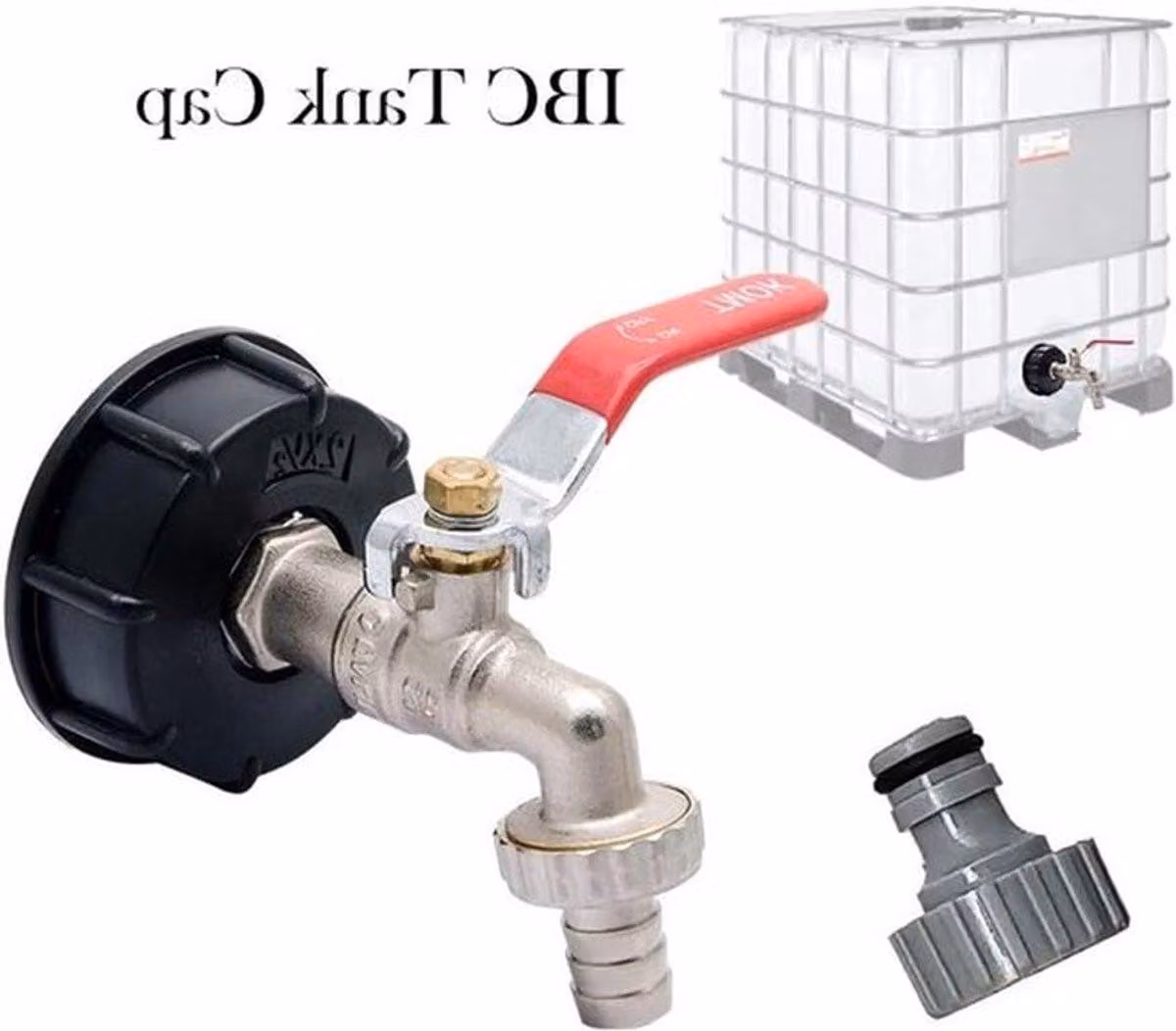 Adattatore IBC per serbatoio da 1000 litri - Connessione per rubinetto da giardino in ottone da 1/2", tubo e ricambi per valvola