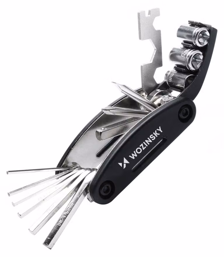 Wozinsky WWZ-01N Kit di riparazione multiuso per biciclette 16 in 1, nero