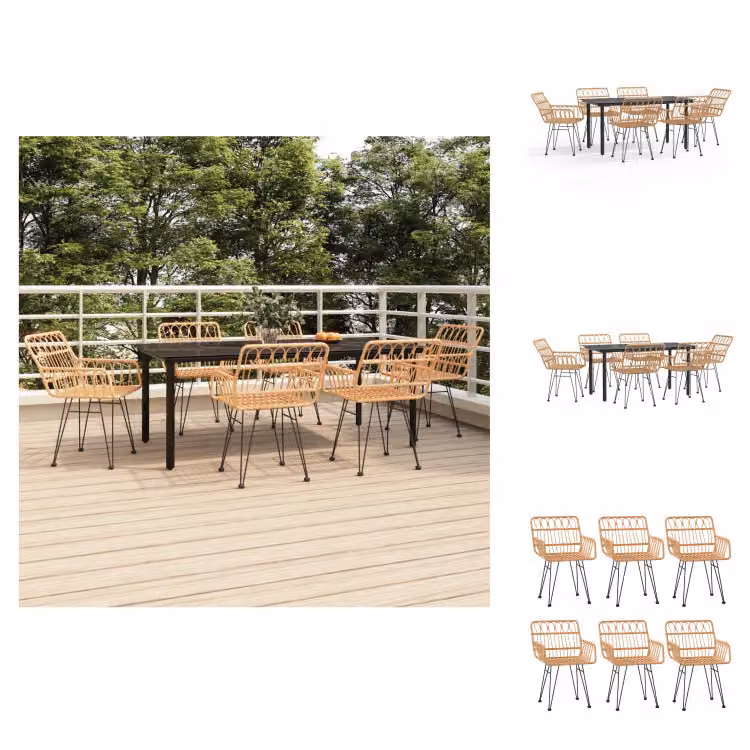 vidaXL Set da pranzo da giardino 7 pezzi in rattan - Set di mobili da giardino
