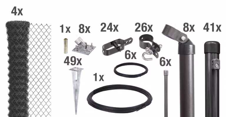 Alberts 631253 Recinzione in rete metallica come set completo di recinzione, con manicotto a terra carrabile, antracite metallizzato, altezza 125 cm, lunghezza 100 m