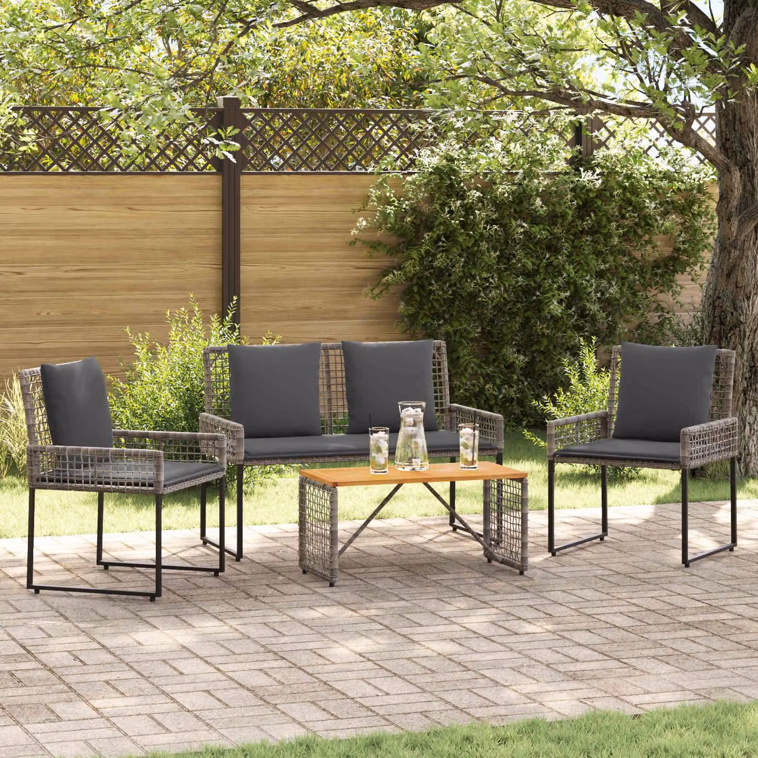 Maison Exclusive - Set di mobili da giardino con cuscini in acciaio