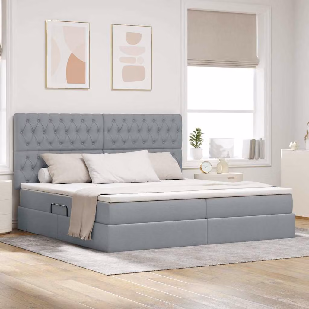 Letto con contenitore e materasso vidaXL Grigio chiaro L/P/H: 200 x 200 x 280 cm – 1