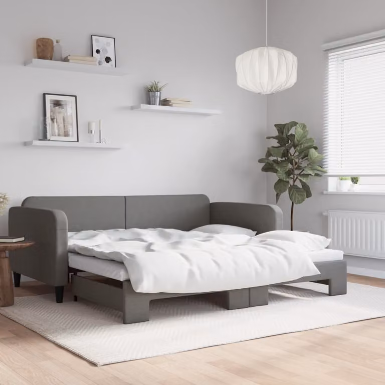 Maison Exclusive - Divano letto estraibile grigio scuro 100x200 cm in tessuto
