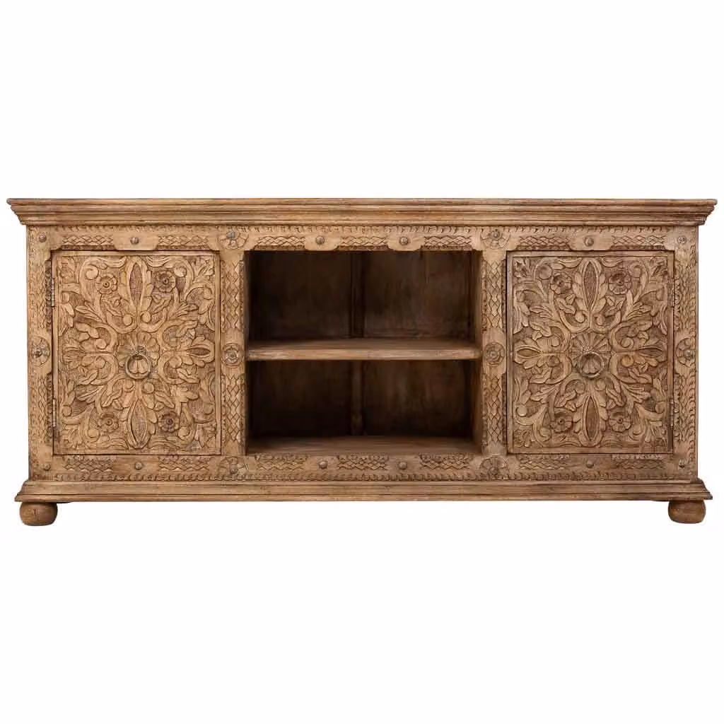 Credenza in legno di mango Wanderlust Deco marrone con decorazioni floreali stile rustico L: 165 cm, P: 45 cm, H: 76 cm – 2