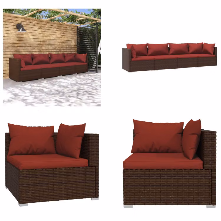 vidaXL set salotto da giardino 4 pezzi con cuscini in rattan marrone - set salotto da giardino - set salotto da giardino - set salotto da patio - set divano da patio