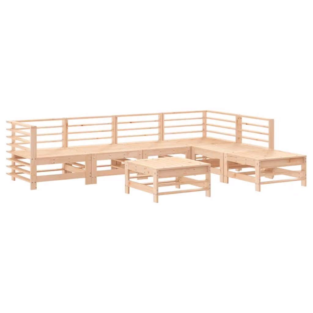 Set Salotto da Giardino 7 pz in Legno Massello di Pino