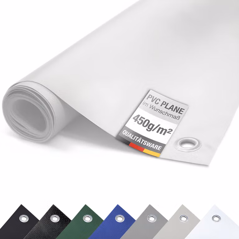 (450g/m²) Telone per camion/telo in PVC con occhielli, telone di copertura (bianco RAL9010, 3m x 8m)