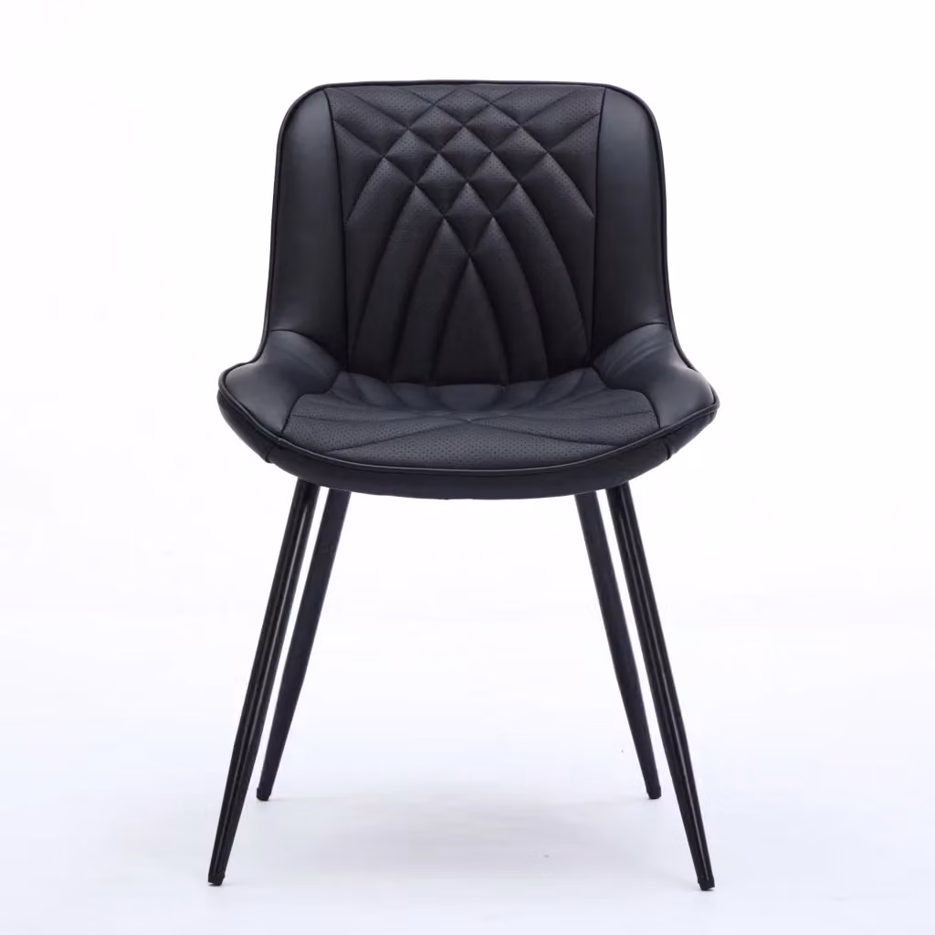 Set di 2 sedie da pranzo Minimal in ecopelle nera con gambe in metallo e design moderno imbottite – 2