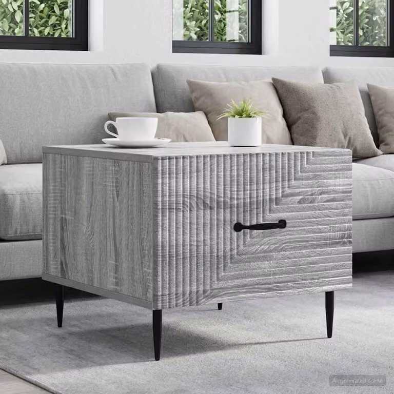 vidaXL Tavolino da salotto moderno con cassetto Grigio e Nero L/P/H: 49 x 50 x 40 cm