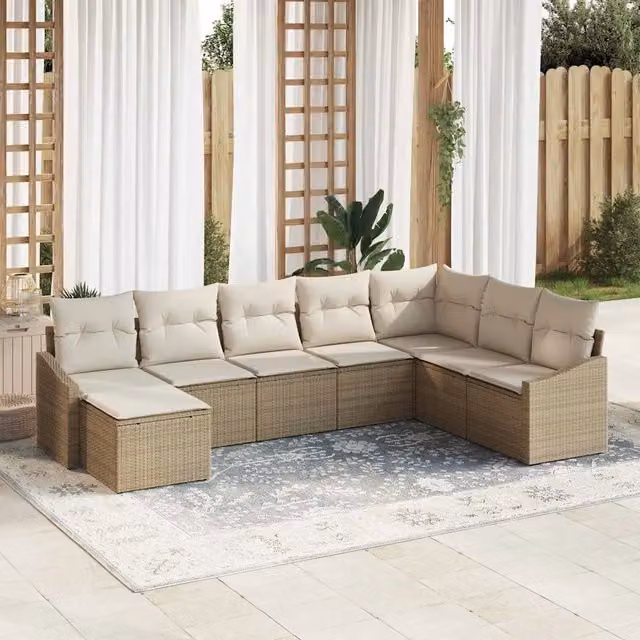 Set di divani 8 pz Beige polyrattan 3346841