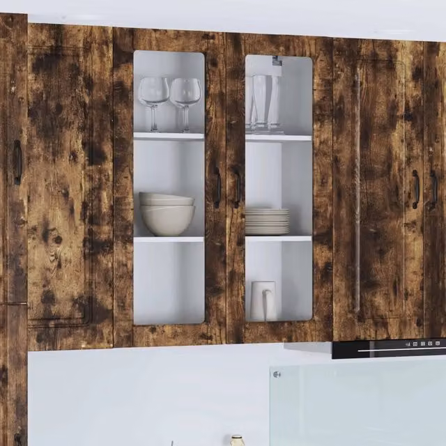 Armadio da cucina pensile vidaXL in legno rovere fumè marrone L: 80 cm, P: 31 cm, H: 100 cm