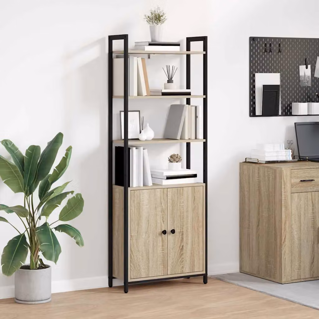 vidaXL Armadio per Libri Industrial con 6 Livelli in Rovere Sonoma, L: 60 cm, P: 24 cm, H: 161 cm