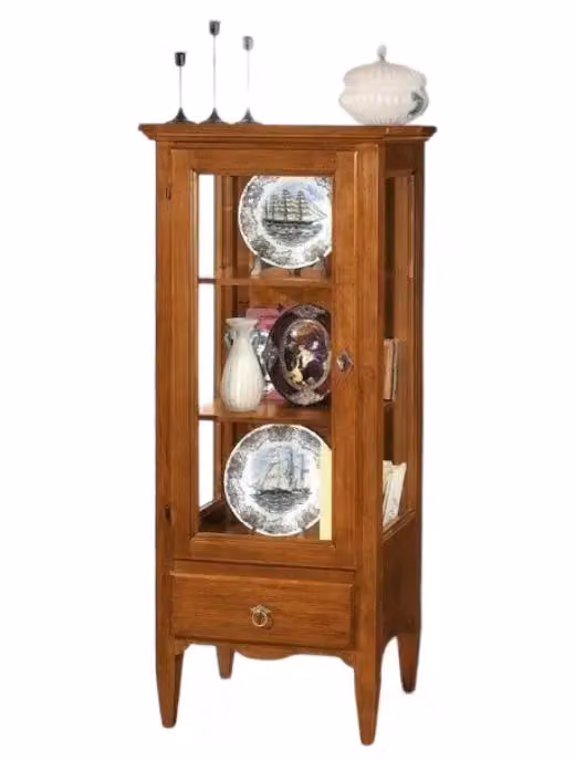 Vetrina Mobili 2G con 1 porta in vetro e 1 cassetto in legno color noce L: 57 cm, P: 40 cm, H: 134 cm – 2