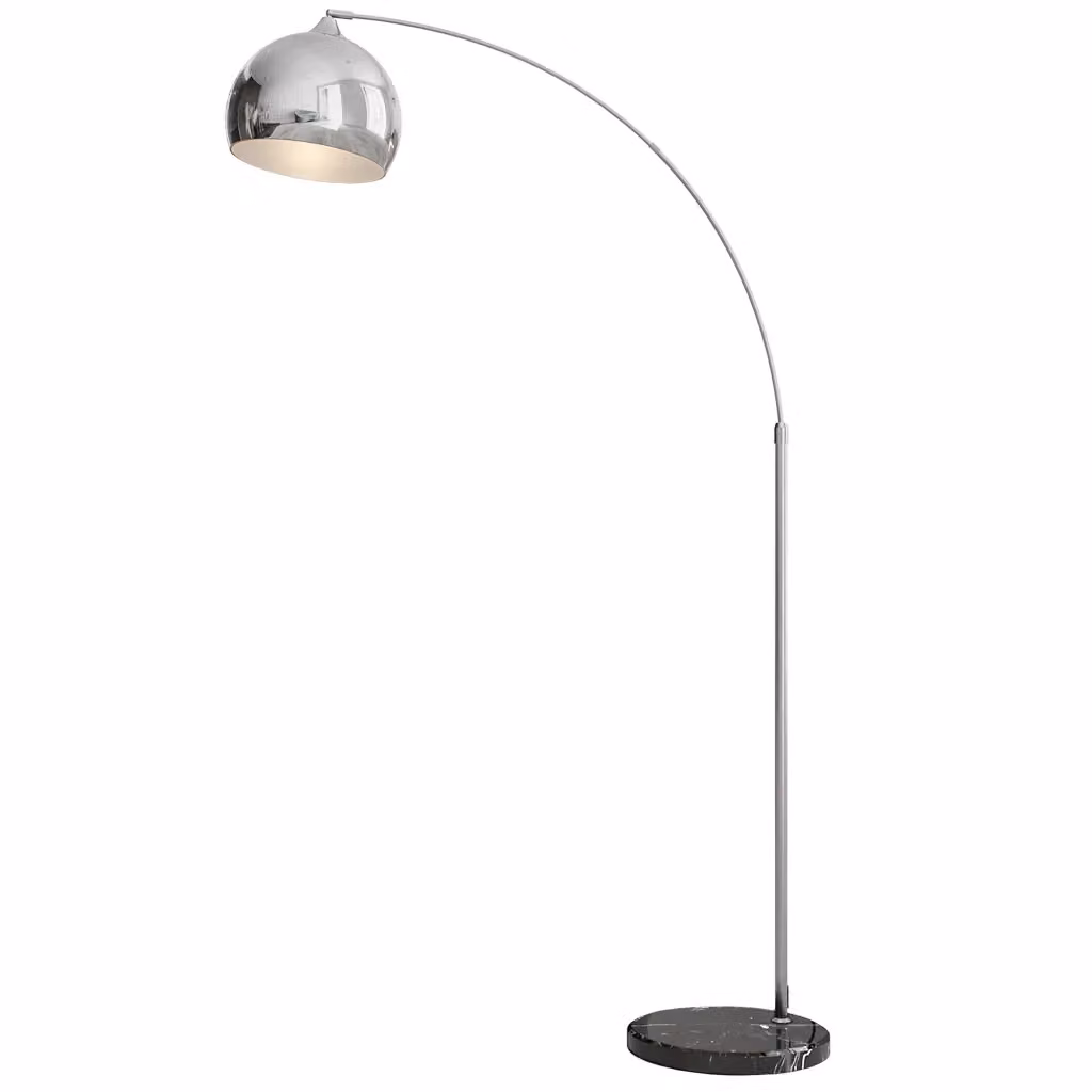 Lampada da terra ad arco regolabile in marmo e metallo nero e grigio con finitura argento L/P/H: 100-115 x 30 x 170-180 cm – 2
