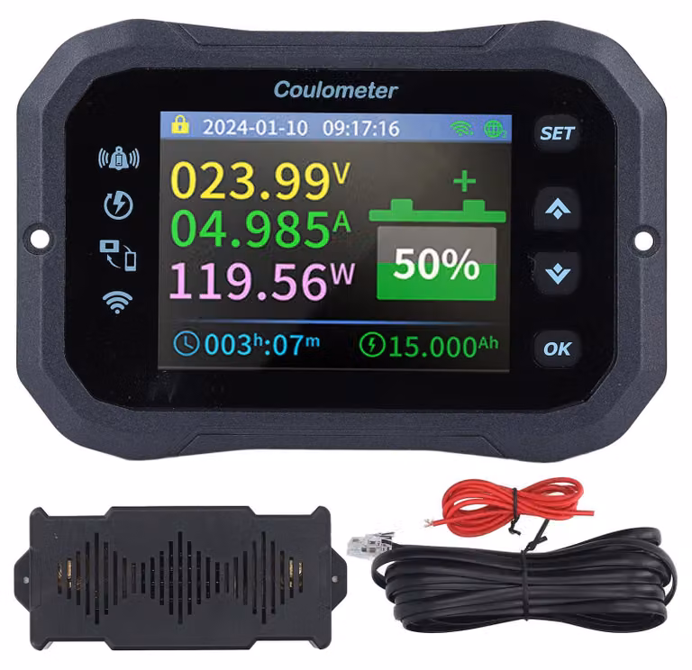 Monitor per batteria WLAN 400A, 12V/24V, contatore digitale di coulomb, 10-100V