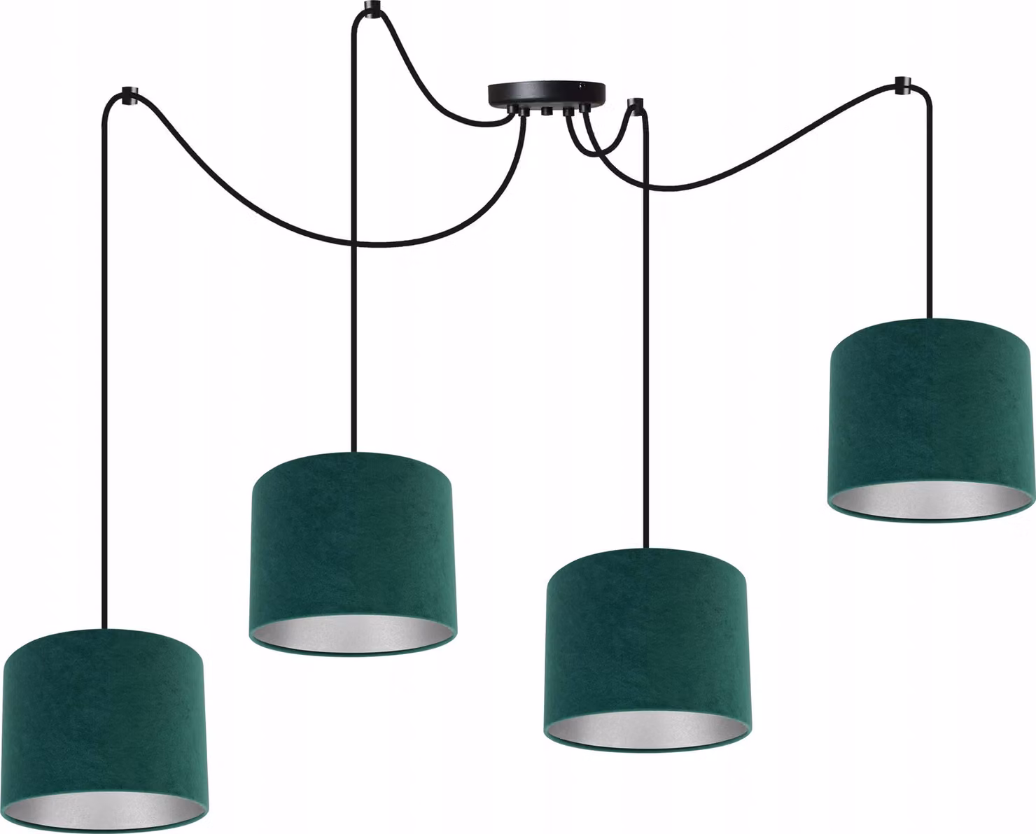 Lampada a sospensione, lampadario da soffitto, cromo, paralume in velluto