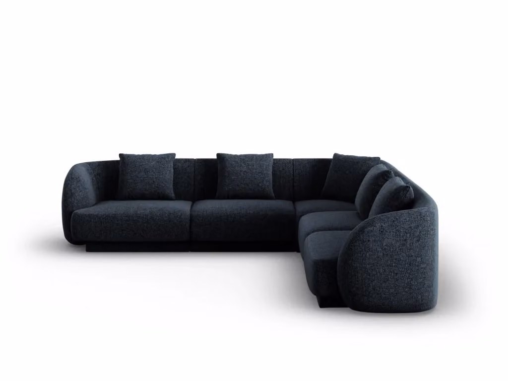 Divano angolare reversibile Tulum Cosmopolitan Design a 5 posti in ciniglia blu reale L 255 x P 141 x H 70 cm – 2